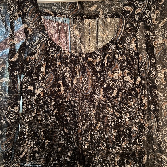 Twyla Sheer Black Sheer Smocked Long Sleeve Crop Top|NWOT| SM - Picture 2 of 3